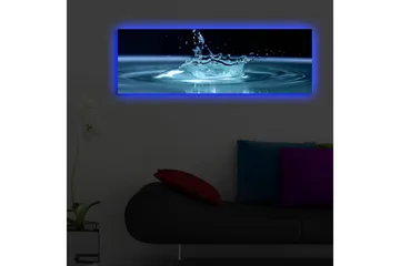 Lerretsbilde med LED-belysning 30x90 cm - Vannsprut som skaper en elegant krusning på overflaten - Blå / Turkis - Interiør - Maleri & posters - Lerretsbilder