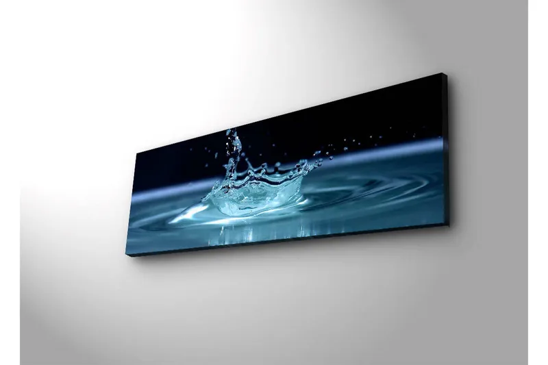 Lerretsbilde med LED-belysning 30x90 cm - Vannsprut som skaper en elegant krusning på overflaten - Blå / Turkis - Interiør - Maleri & posters - Lerretsbilder