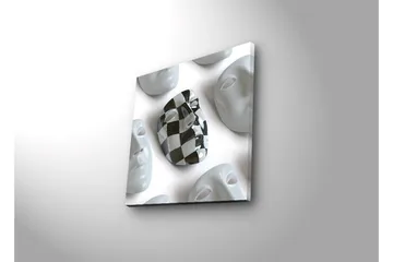 Lerretsbilde med LED-belysning 40x40 cm - Abstrakt komposisjon med ansiktsmasker i hvitt og svart - Hvit / Svart - Interiør - Maleri & posters - Lerretsbilder