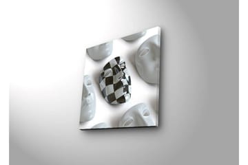 Lerretsbilde med LED-belysning 40x40 cm - Abstrakt komposisjon med ansiktsmasker i hvitt og svart - Hvit / Svart - Interiør - Maleri & posters - Lerretsbilder