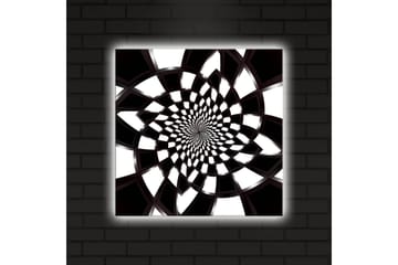 Lerretsbilde med LED-belysning 40x40 cm - Abstrakt spiralkomposisjon i svart-hvitt - Svart / Hvit - Interiør - Maleri & posters - Lerretsbilder