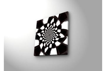 Lerretsbilde med LED-belysning 40x40 cm - Abstrakt spiralkomposisjon i svart-hvitt - Svart / Hvit - Interiør - Maleri & posters - Lerretsbilder