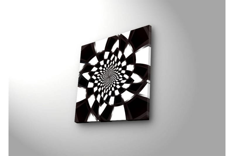 Lerretsbilde med LED-belysning 40x40 cm - Abstrakt spiralkomposisjon i svart-hvitt - Svart / Hvit - Interiør - Maleri & posters - Lerretsbilder