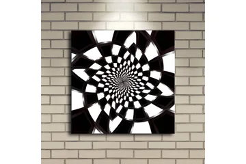 Lerretsbilde med LED-belysning 40x40 cm - Abstrakt spiralkomposisjon i svart-hvitt - Svart / Hvit - Interiør - Maleri & posters - Lerretsbilder