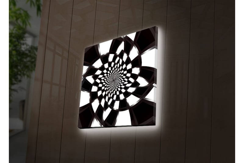 Lerretsbilde med LED-belysning 40x40 cm - Abstrakt spiralkomposisjon i svart-hvitt - Svart / Hvit - Interiør - Maleri & posters - Lerretsbilder