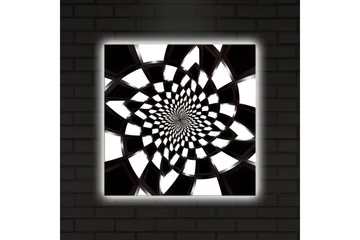 Lerretsbilde med LED-belysning 40x40 cm - Abstrakt spiralkomposisjon i svart-hvitt - Svart / Hvit - Interiør - Maleri & posters - Lerretsbilder