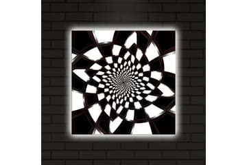 Lerretsbilde med LED-belysning 40x40 cm - Abstrakt spiralkomposisjon i svart-hvitt - Svart / Hvit - Interiør - Maleri & posters - Lerretsbilder