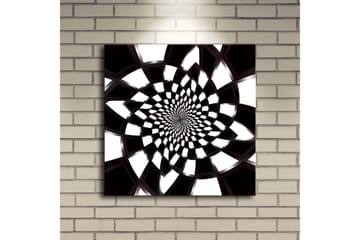 Lerretsbilde med LED-belysning 40x40 cm - Abstrakt spiralkomposisjon i svart-hvitt - Svart / Hvit - Interiør - Maleri & posters - Lerretsbilder