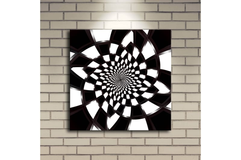 Lerretsbilde med LED-belysning 40x40 cm - Abstrakt spiralkomposisjon i svart-hvitt - Svart / Hvit - Interiør - Maleri & posters - Lerretsbilder