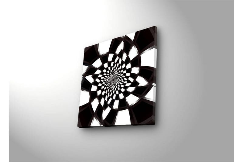 Lerretsbilde med LED-belysning 40x40 cm - Abstrakt spiralkomposisjon i svart-hvitt - Svart / Hvit - Interiør - Maleri & posters - Lerretsbilder