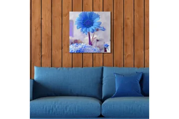 Lerretsbilde med LED-belysning 40x40 cm - Blomster i forskjellige blånyanser - Blå / Hvit - Interiør - Maleri & posters - Lerretsbilder