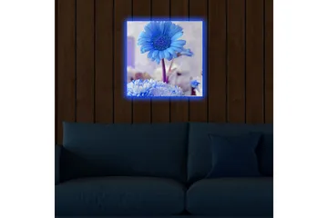 Lerretsbilde med LED-belysning 40x40 cm - Blomster i forskjellige blånyanser - Blå / Hvit - Interiør - Maleri & posters - Lerretsbilder