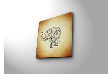 Lerretsbilde med LED-belysning 40x40 cm - Elefant med detaljert mønster - Svart / Beige / Brun - Interiør - Maleri & posters - Lerretsbilder