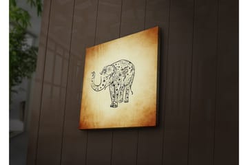 Lerretsbilde med LED-belysning 40x40 cm - Elefant med detaljert mønster - Svart / Beige / Brun - Interiør - Maleri & posters - Lerretsbilder
