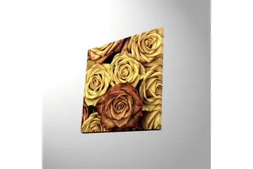 Lerretsbilde med LED-belysning 40x40 cm - Fargerik samling av roser i forskjellige nyanser - Gull / Brun / Rød - Interiør - Maleri & posters - Lerretsbilder