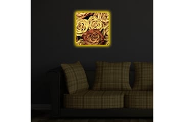 Lerretsbilde med LED-belysning 40x40 cm - Fargerik samling av roser i forskjellige nyanser - Gull / Brun / Rød - Interiør - Maleri & posters - Lerretsbilder