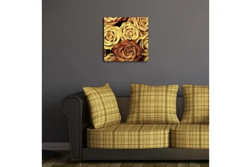 Lerretsbilde med LED-belysning 40x40 cm - Fargerik samling av roser i forskjellige nyanser - Gull / Brun / Rød - Interiør - Maleri & posters - Lerretsbilder