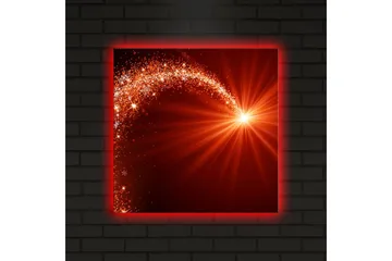 Lerretsbilde med LED-belysning 40x40 cm - Glitrende stjernelys med en dynamisk kurve - Rød / Oransje / Gull - Interiør - Maleri & posters - Lerretsbilder