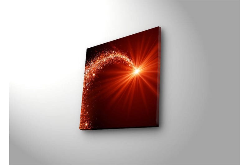Lerretsbilde med LED-belysning 40x40 cm - Glitrende stjernelys med en dynamisk kurve - Rød / Oransje / Gull - Interiør - Maleri & posters - Lerretsbilder