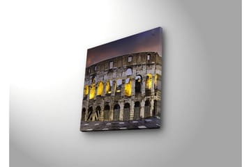 Lerretsbilde med LED-belysning 40x40 cm - Romersk amfiteater i kveldsbelysning - Grå / Gul / Blå - Interiør - Maleri & posters - Lerretsbilder