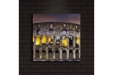 Lerretsbilde med LED-belysning 40x40 cm - Romersk amfiteater i kveldsbelysning - Grå / Gul / Blå - Interiør - Maleri & posters - Lerretsbilder