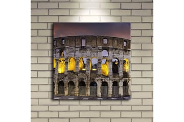 Lerretsbilde med LED-belysning 40x40 cm - Romersk amfiteater i kveldsbelysning - Grå / Gul / Blå - Interiør - Maleri & posters - Lerretsbilder