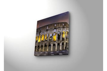 Lerretsbilde med LED-belysning 40x40 cm - Romersk amfiteater i kveldsbelysning - Grå / Gul / Blå - Interiør - Maleri & posters - Lerretsbilder