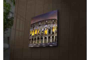 Lerretsbilde med LED-belysning 40x40 cm - Romersk amfiteater i kveldsbelysning - Grå / Gul / Blå - Interiør - Maleri & posters - Lerretsbilder