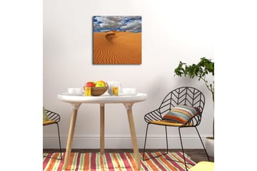 Lerretsbilde med LED-belysning 40x40 cm - Sanddyner under en blå himmel med skyer - Oransje / Blå / Hvit - Interiør - Maleri & posters - Lerretsbilder
