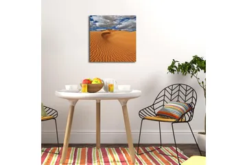 Lerretsbilde med LED-belysning 40x40 cm - Sanddyner under en blå himmel med skyer - Oransje / Blå / Hvit - Interiør - Maleri & posters - Lerretsbilder
