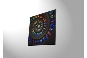 Lerretsbilde med LED-belysning 40x40 cm - Spiralkomposisjon med fargerike glassruter - Blå / Rød / Grønn - Interiør - Maleri & posters - Lerretsbilder