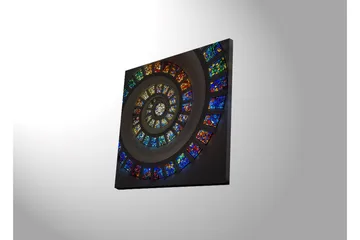 Lerretsbilde med LED-belysning 40x40 cm - Spiralkomposisjon med fargerike glassruter - Blå / Rød / Grønn - Interiør - Maleri & posters - Lerretsbilder
