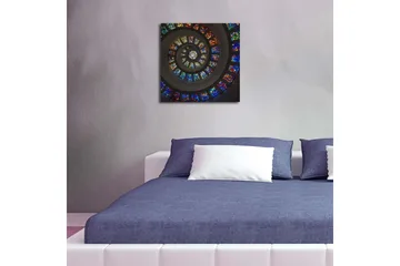 Lerretsbilde med LED-belysning 40x40 cm - Spiralkomposisjon med fargerike glassruter - Blå / Rød / Grønn - Interiør - Maleri & posters - Lerretsbilder