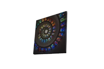 Lerretsbilde med LED-belysning 40x40 cm - Spiralkomposisjon med fargerike glassruter - Blå / Rød / Grønn - Interiør - Maleri & posters - Lerretsbilder