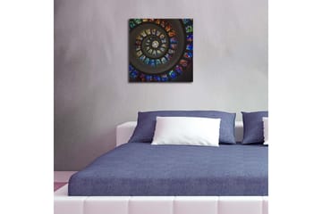 Lerretsbilde med LED-belysning 40x40 cm - Spiralkomposisjon med fargerike glassruter - Blå / Rød / Grønn - Interiør - Maleri & posters - Lerretsbilder