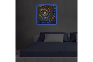 Lerretsbilde med LED-belysning 40x40 cm - Spiralkomposisjon med fargerike glassruter - Blå / Rød / Grønn - Interiør - Maleri & posters - Lerretsbilder