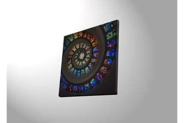 Lerretsbilde med LED-belysning 40x40 cm - Spiralkomposisjon med fargerike glassruter - Blå / Rød / Grønn - Interiør - Maleri & posters - Lerretsbilder
