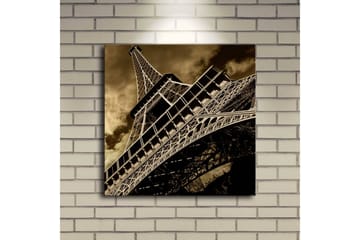 Lerretsbilde med LED-belysning 40x40 cm - Stilisert bilde av Eiffeltårnet i sepiatoner - Svart / Brun / Beige - Interiør - Maleri & posters - Lerretsbilder