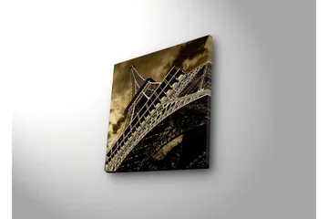 Lerretsbilde med LED-belysning 40x40 cm - Stilisert bilde av Eiffeltårnet i sepiatoner - Svart / Brun / Beige - Interiør - Maleri & posters - Lerretsbilder