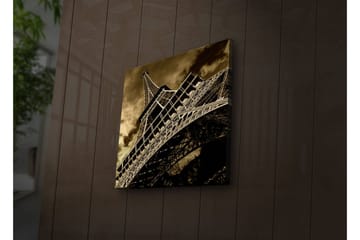 Lerretsbilde med LED-belysning 40x40 cm - Stilisert bilde av Eiffeltårnet i sepiatoner - Svart / Brun / Beige - Interiør - Maleri & posters - Lerretsbilder