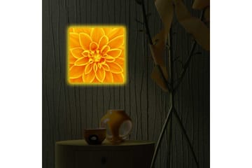 Lerretsbilde med LED-belysning 40x40 cm - Storslått blomst i gult - Gul / Oransje - Interiør - Maleri & posters - Lerretsbilder
