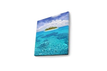 Lerretsbilde med LED-belysning 40x40 cm - Tropisk øy omgitt av klart blått vann - Blå / Turkis / Grønn - Interiør - Maleri & posters - Lerretsbilder