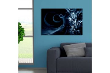 Lerretsbilde med LED-belysning 45x70 cm - Abstrakt komposisjon med svarte og blå virvler - Mørk blå / Lys blå / Svart - Interiør - Maleri & posters - Lerretsbilder