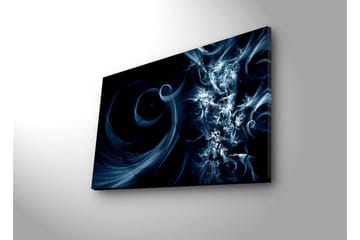 Lerretsbilde med LED-belysning 45x70 cm - Abstrakt komposisjon med svarte og blå virvler - Mørk blå / Lys blå / Svart - Interiør - Maleri & posters - Lerretsbilder
