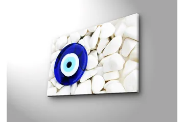 Lerretsbilde med LED-belysning 45x70 cm - Blått øye mot en bakgrunn av hvite steiner - Blå / Hvit - Interiør - Maleri & posters - Lerretsbilder