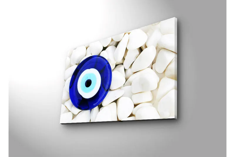 Lerretsbilde med LED-belysning 45x70 cm - Blått øye mot en bakgrunn av hvite steiner - Blå / Hvit - Interiør - Maleri & posters - Lerretsbilder