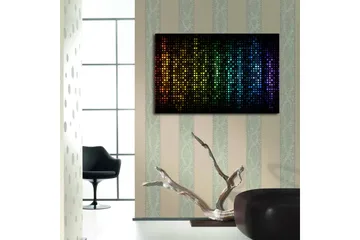 Lerretsbilde med LED-belysning 45x70 cm - Fargerik abstrakt komposisjon med prikker i forskjellige nyanser - Svart / Blå / Grønn - Interiør - Maleri & posters - Lerretsbilder