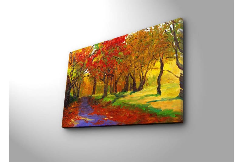 Lerretsbilde med LED-belysning 45x70 cm - Fargerik høstscene med trær i røde og gule nyanser - Rød / Gul / Grønn - Interiør - Maleri & posters - Lerretsbilder