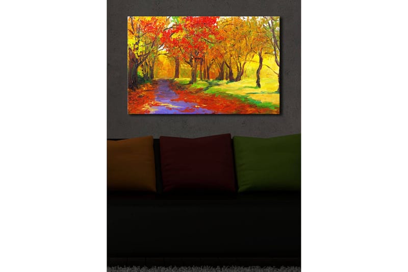 Lerretsbilde med LED-belysning 45x70 cm - Fargerik høstscene med trær i røde og gule nyanser - Rød / Gul / Grønn - Interiør - Maleri & posters - Lerretsbilder