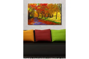 Lerretsbilde med LED-belysning 45x70 cm - Fargerik høstscene med trær i røde og gule nyanser - Rød / Gul / Grønn - Interiør - Maleri & posters - Lerretsbilder
